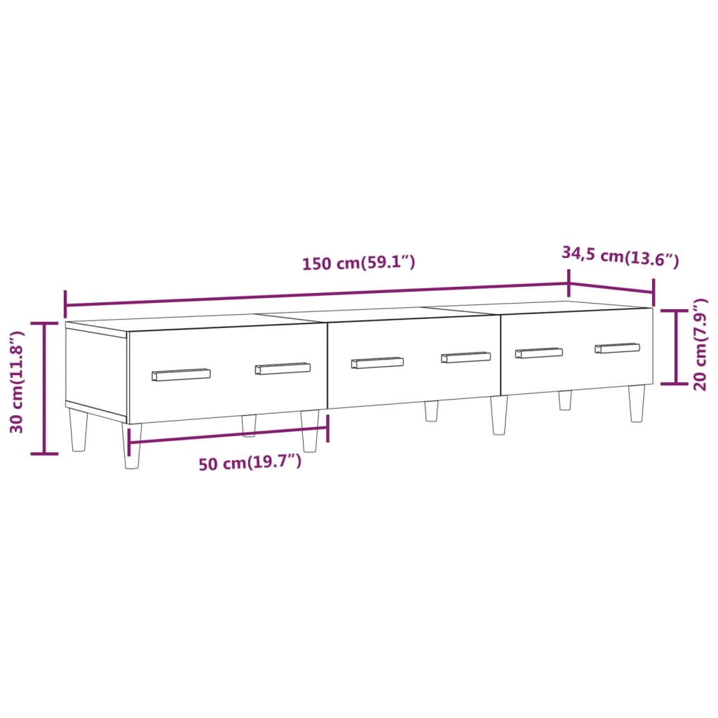 vidaXL Tv-bänk brun ek 150x34,5x30 cm konstruerat trä