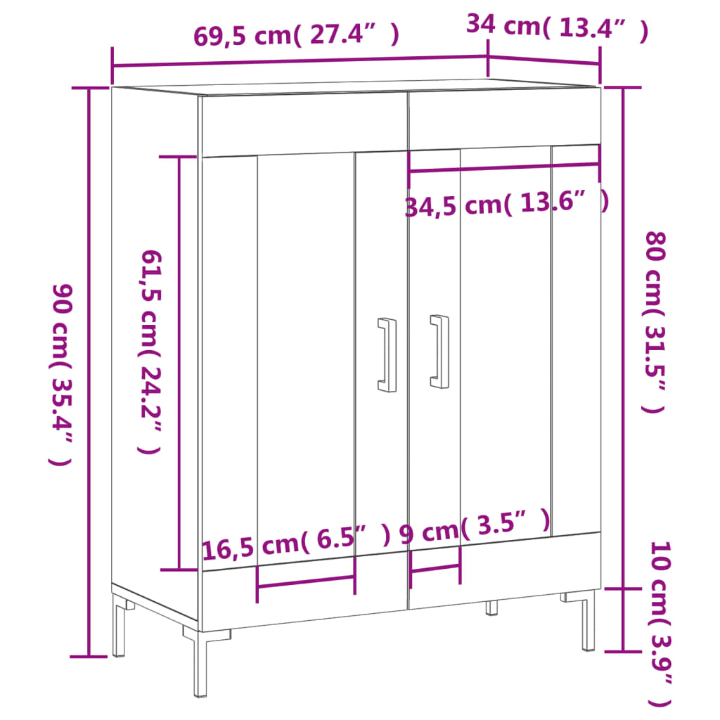 vidaXL Skåp svart 69,5x34x90 cm konstruerat trä