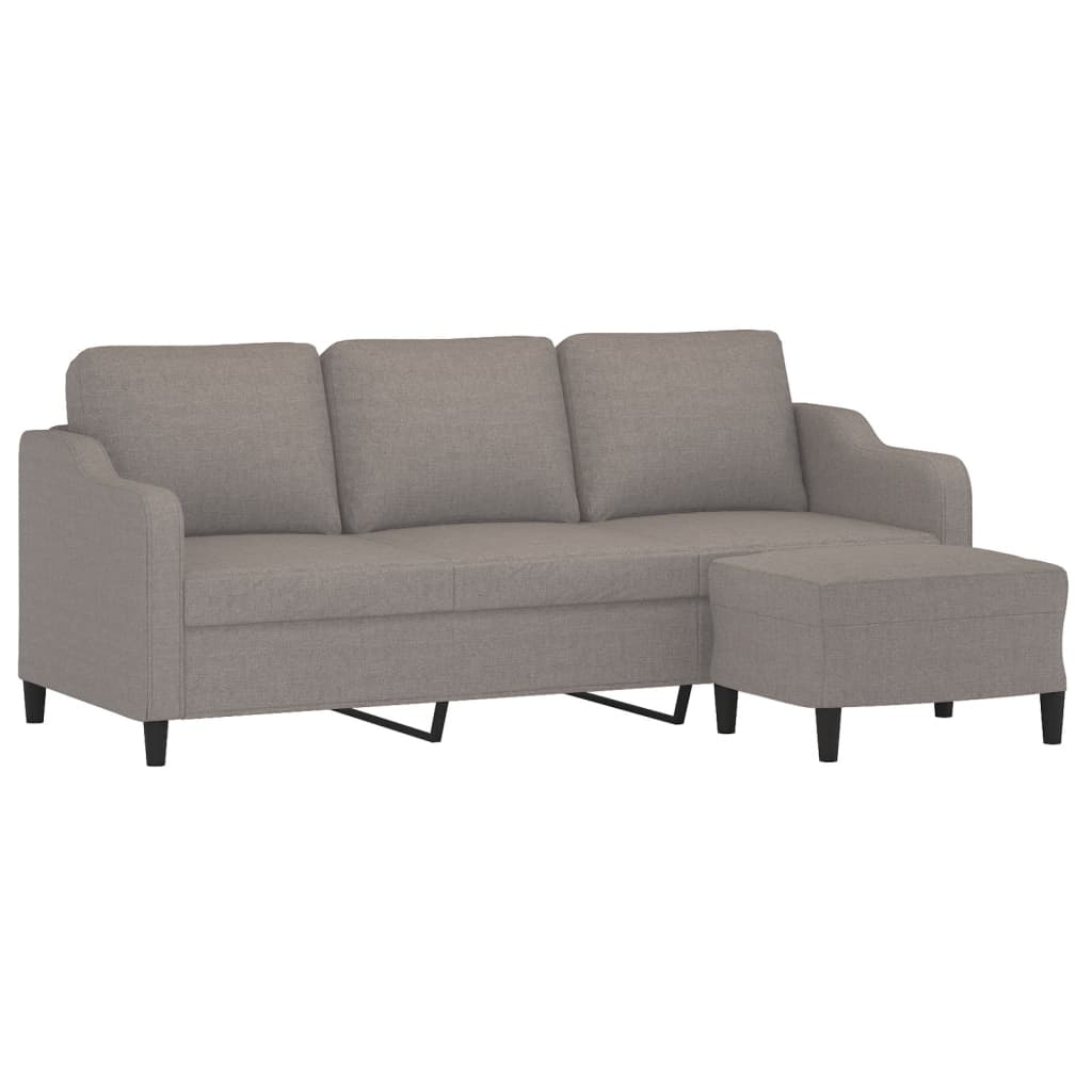 vidaXL 3-sitssoffa med fotpall taupe 180 cm tyg