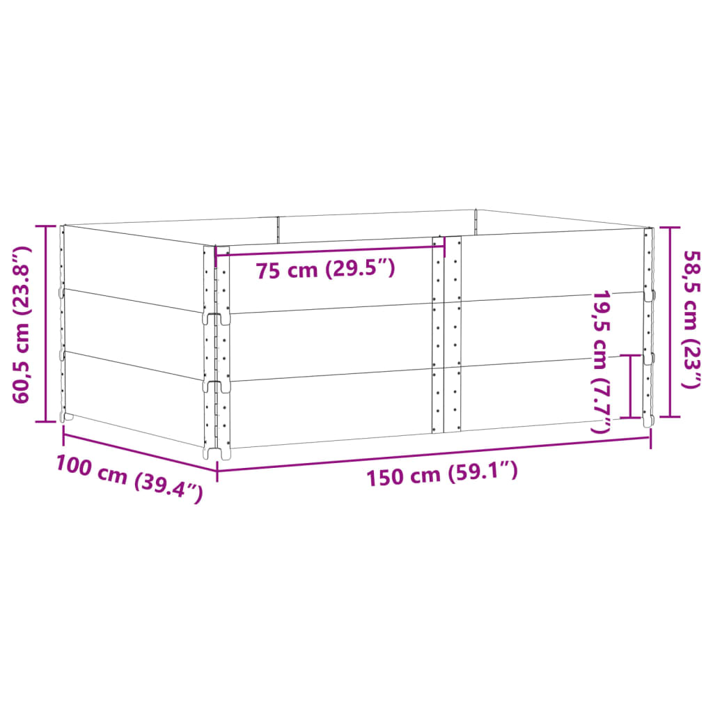 vidaXL Odlingslåda svart 150x100 cm massiv furu