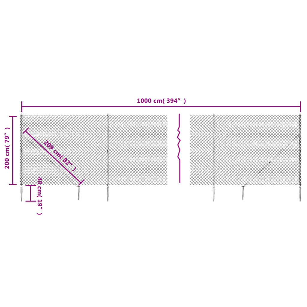 vidaXL Gunnebostängsel med markspett grön 2x10 m