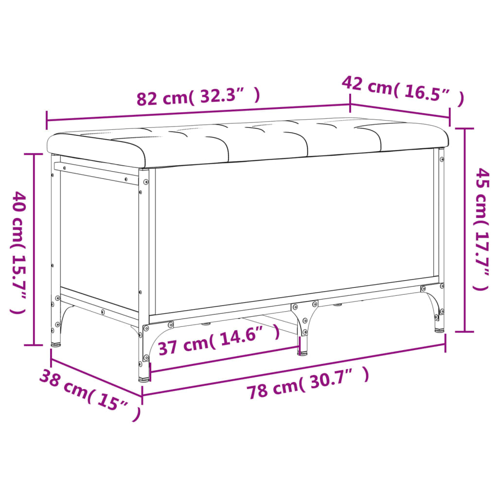 vidaXL Förvaringsbänk sonoma-ek 82x42x45 cm konstruerat trä