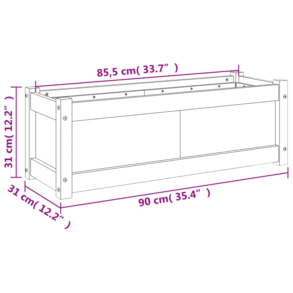 vidaXL Odlingslåda vaxbrun 90x31x31 cm massiv furu