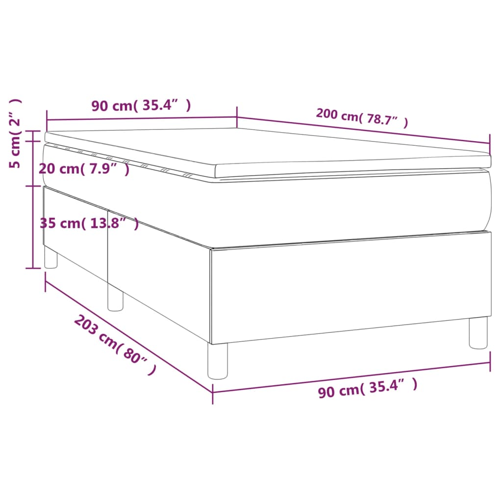 vidaXL Ramsäng med madrass gräddvit 90x200 cm tyg