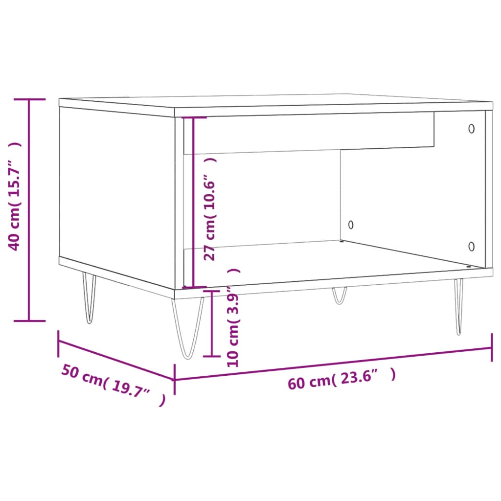 vidaXL Soffbord svart 60x50x40 cm konstruerat trä