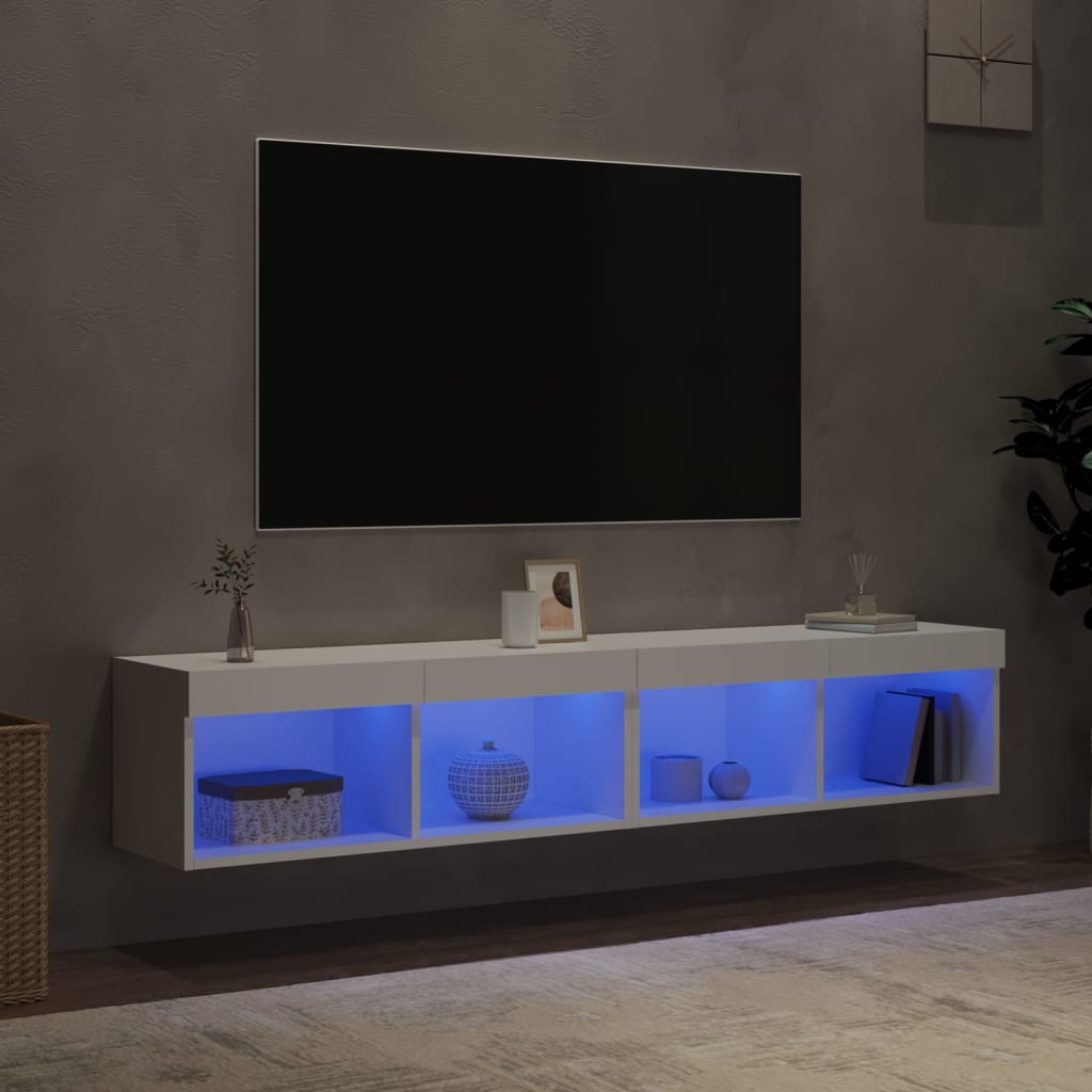 vidaXL TV-bänk med LED-belysning 2 st vit 80x30x30 cm