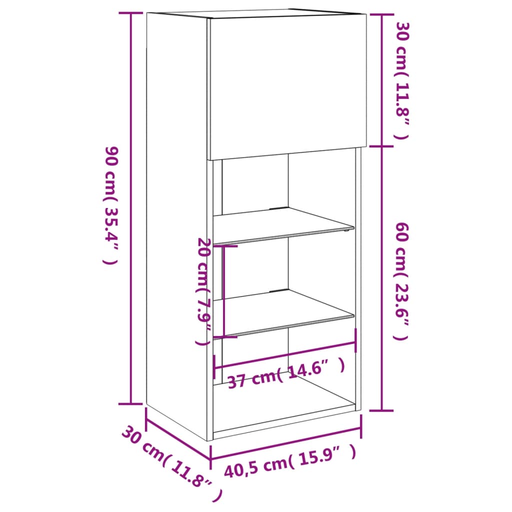 vidaXL Tv-bänk med LED-belysning vit 40,5x30x90 cm