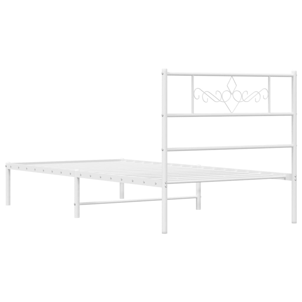 vidaXL Sängram med huvudgavel metall vit 107x203 cm