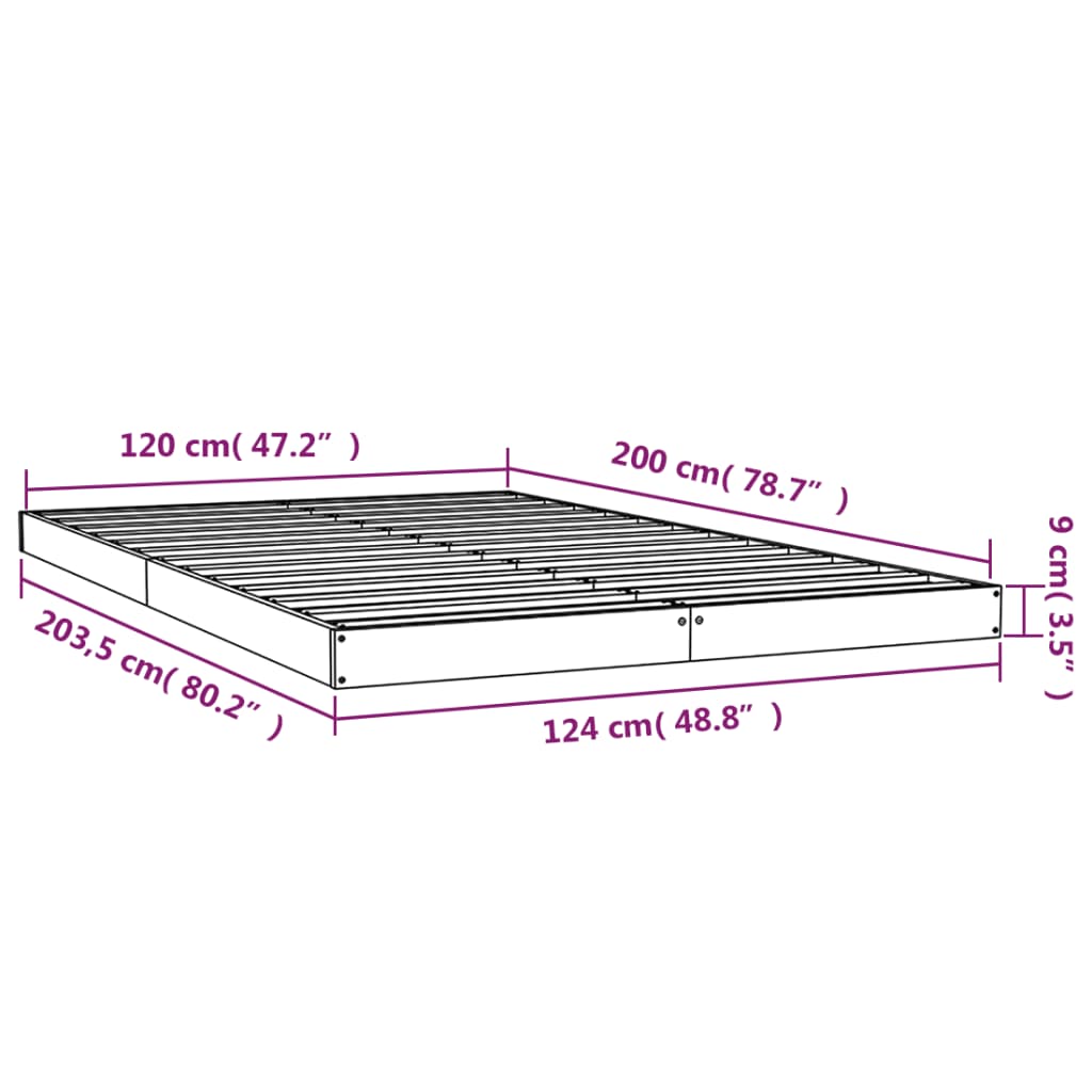 vidaXL Sängram honungsbrun 120x200 cm massiv furu