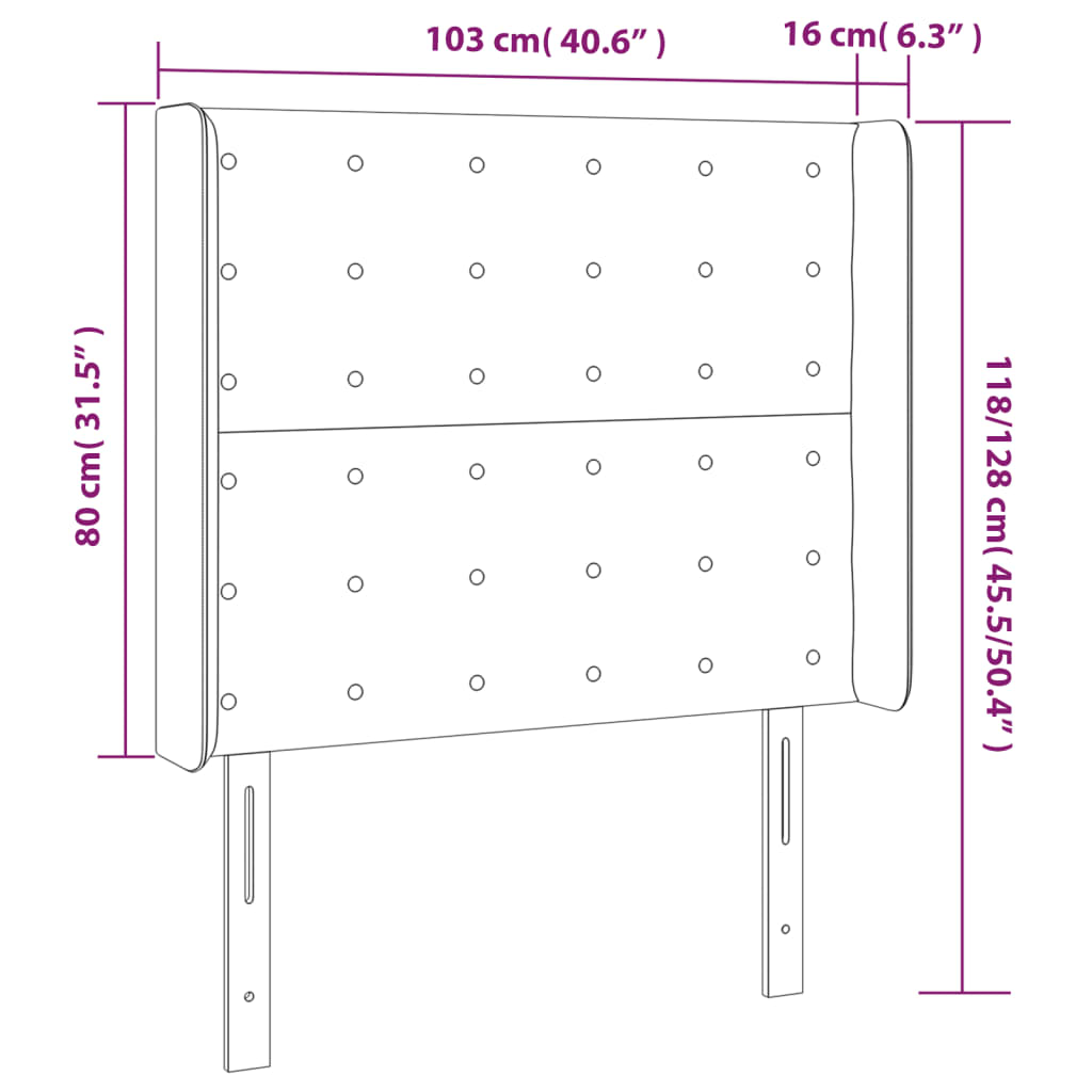 vidaXL Sänggavel med kanter rosa 103x16x118/128 cm sammet