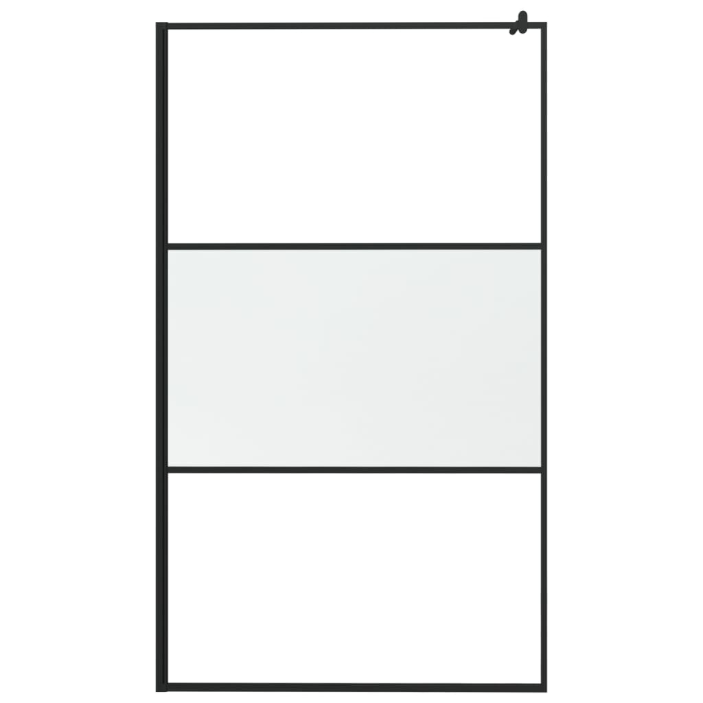 vidaXL Duschvägg 115x195 cm halvfrostat ESG-glas svart