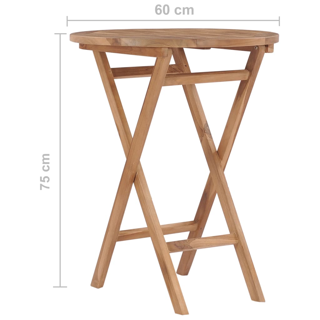 vidaXL Hopfällbart trädgårdsbord 60 cm massivt teakträ