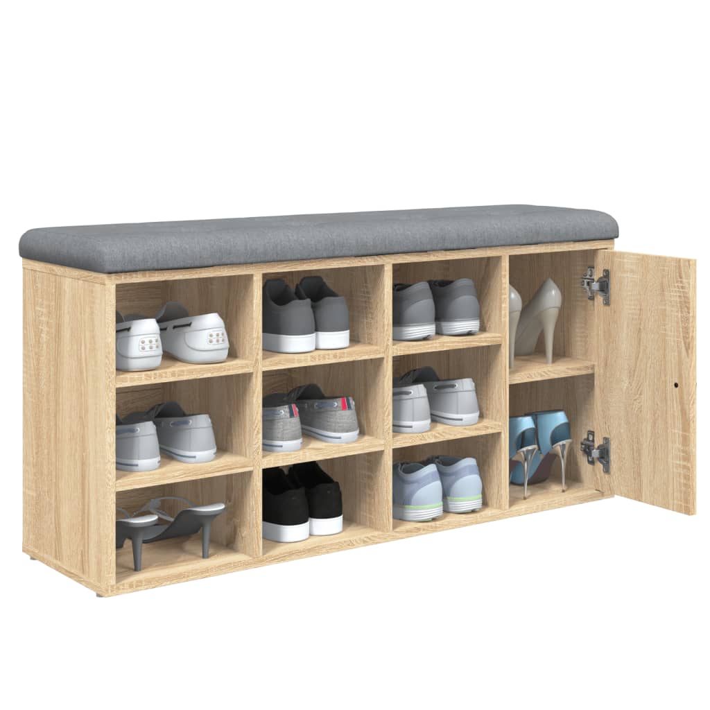 vidaXL Skobänk sonoma-ek 102x32x50 cm konstruerat trä