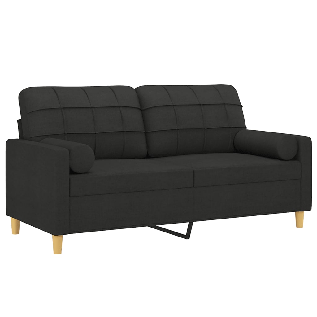 vidaXL 2-sits soffa med prydnadskuddar svart 140 cm tyg