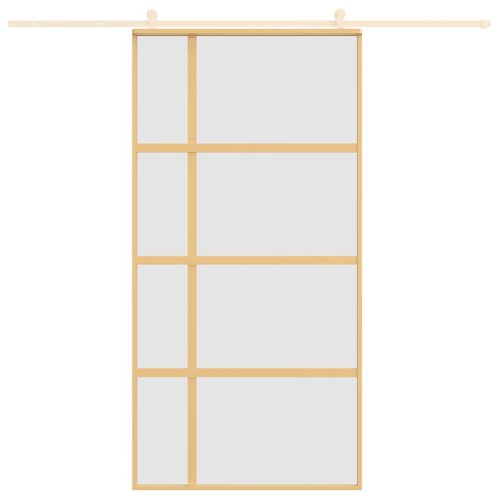 vidaXL Skjutdörr guld 102,5x205 cm frostat ESG-glas och aluminium