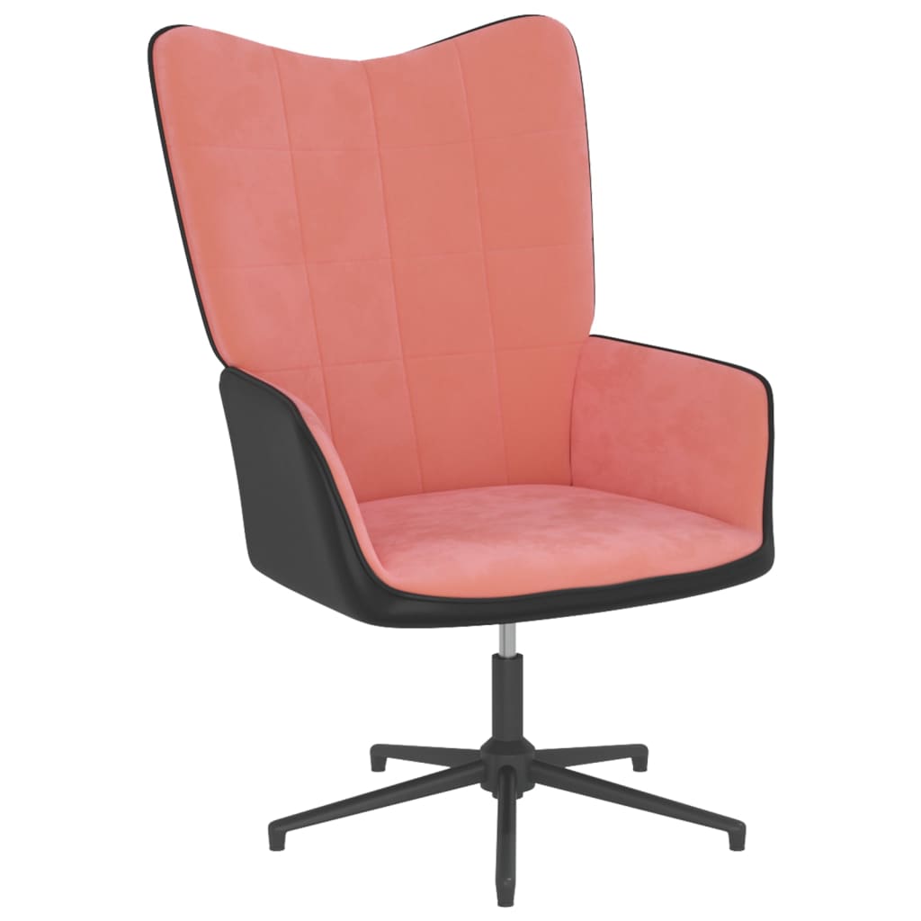 vidaXL Vilstol med fotpall rosa sammet och PVC