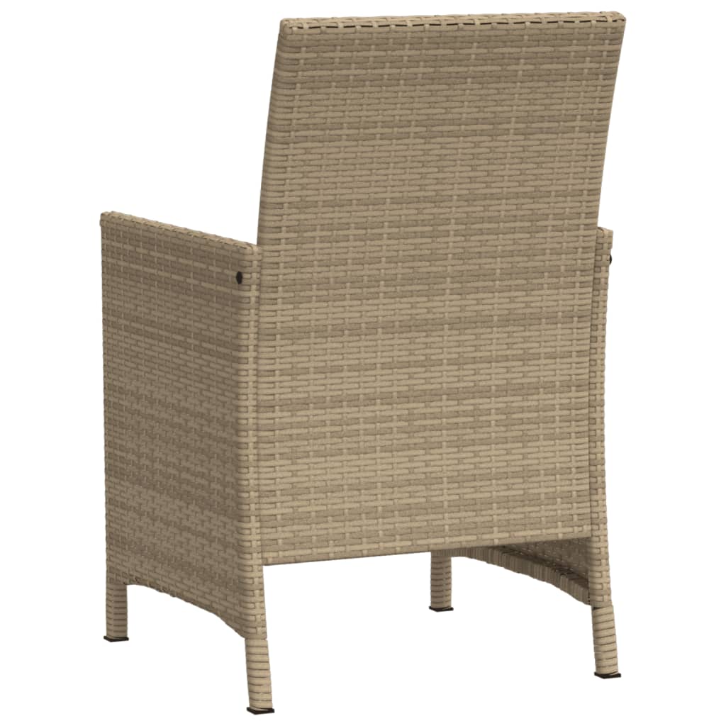 vidaXL Bistrogrupp med dynor 3 delar beige konstrotting