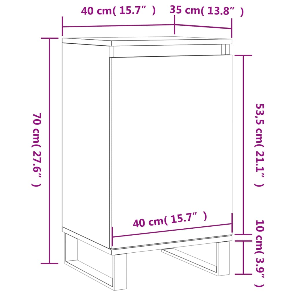 vidaXL Byråer 2 st sonoma-ek 40x35x70 cm konstruerat trä