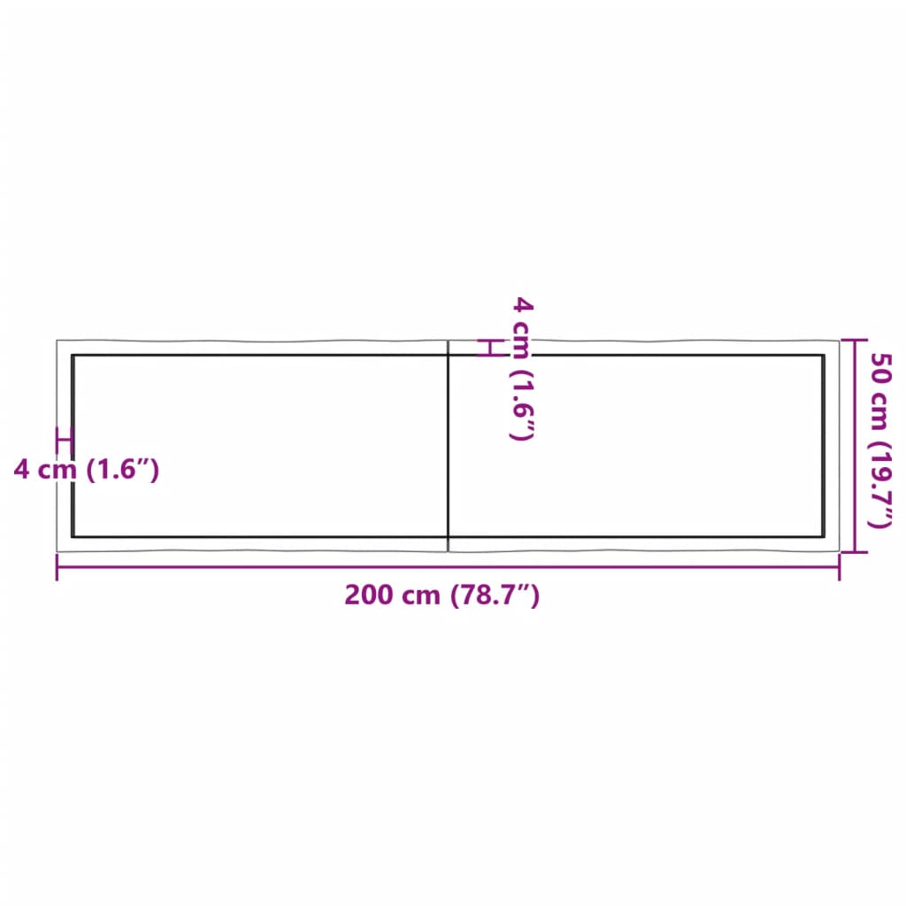 vidaXL Bordsskiva ljusbrun 200x50x(2-4) cm massivt trä levande kant