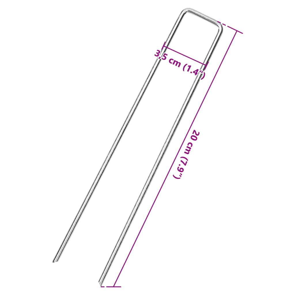 vidaXL Markpinne U-format 25 st 20x3,5 cm galvaniserat stål