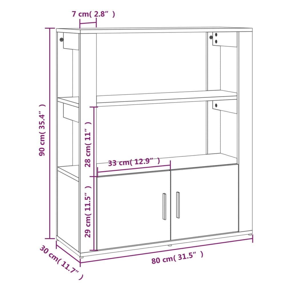 vidaXL Skåp betonggrå 80x30x90 cm konstruerat trä