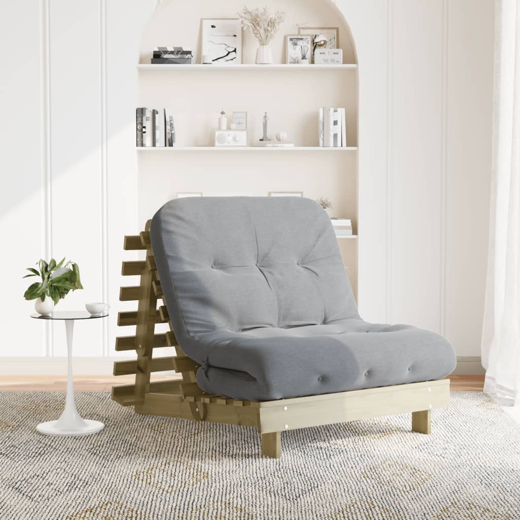 vidaXL Futonbäddsoffa med madrass 80x206x11 cm impregnerad furu