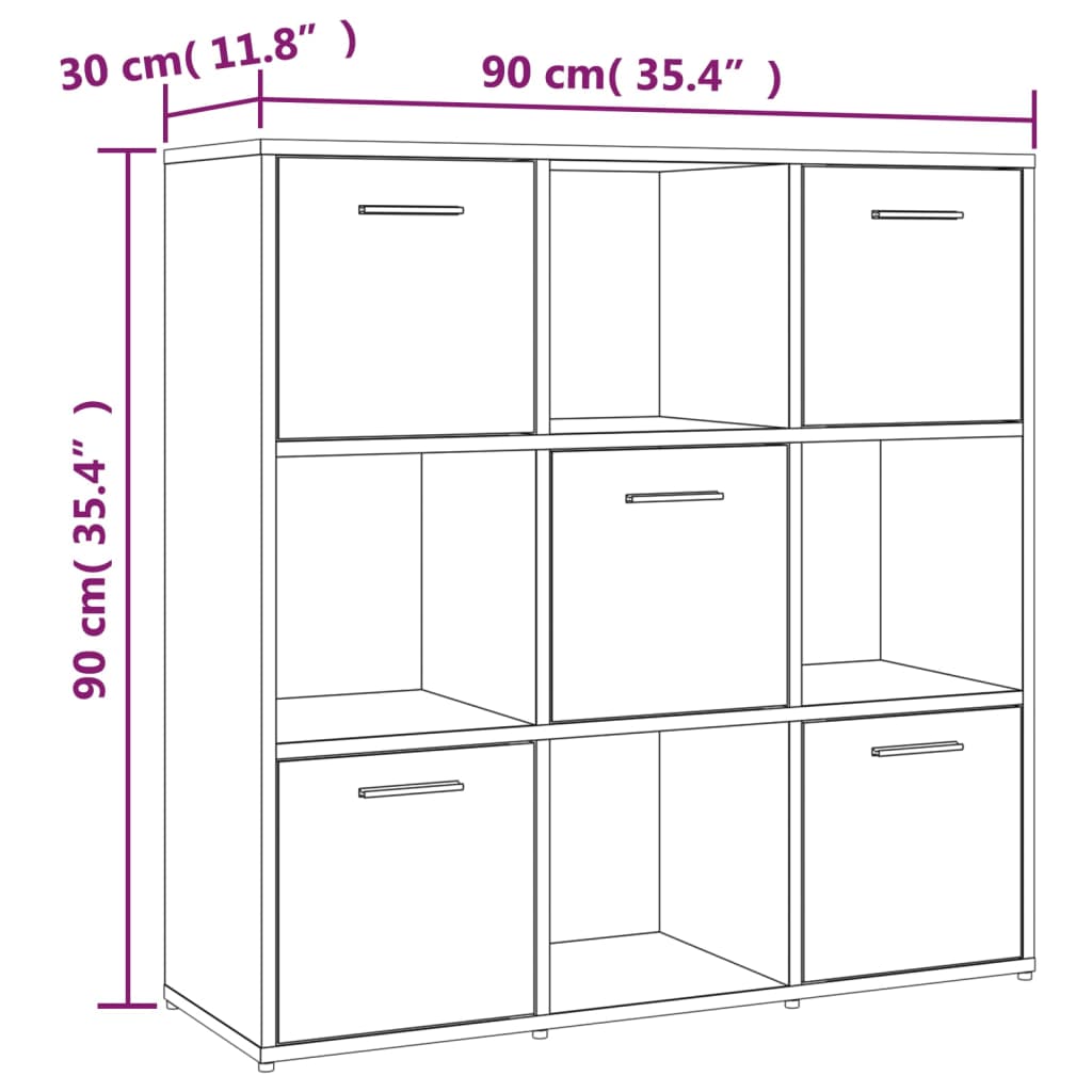 vidaXL Bokhylla rökfärgad ek 90x30x90 cm konstruerat trä