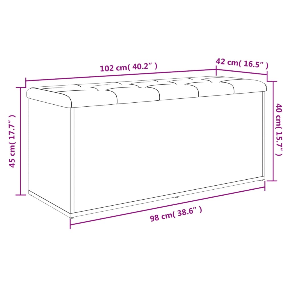 vidaXL Förvaringsbänk grå sonoma 102x42x45 cm konstruerat trä