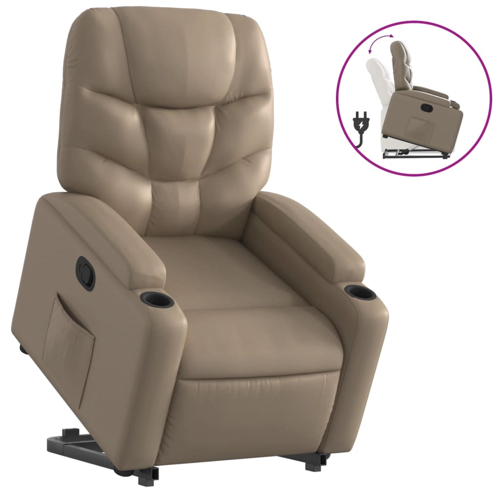 vidaXL Reclinerfåtölj med uppresningshjälp cappuccino konstläder