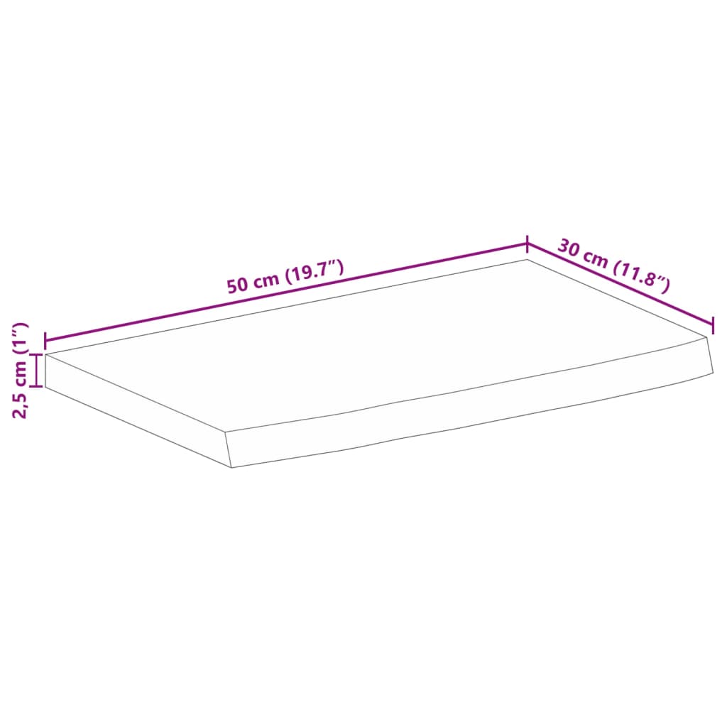 vidaXL Bordsskiva 50x30x2,5 cm levande kant massivt mangoträ