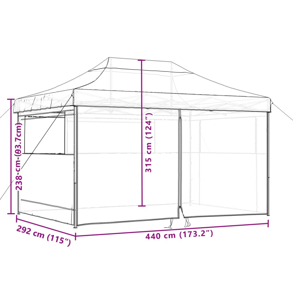 vidaXL Pop-Up hopfällbart partytält med 4 sidoväggar ORANGE