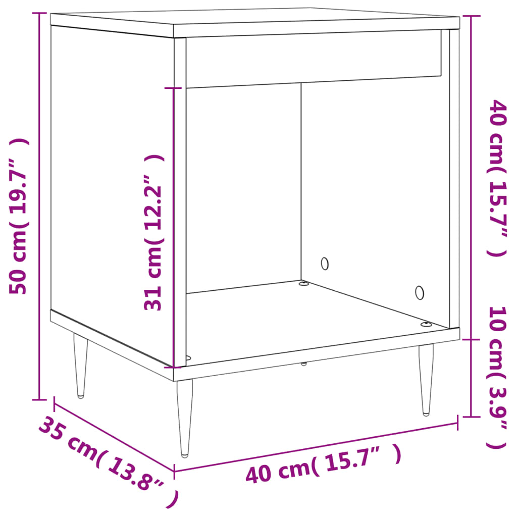 vidaXL Sängbord 2 st vit 40x35x50 cm konstruerat trä