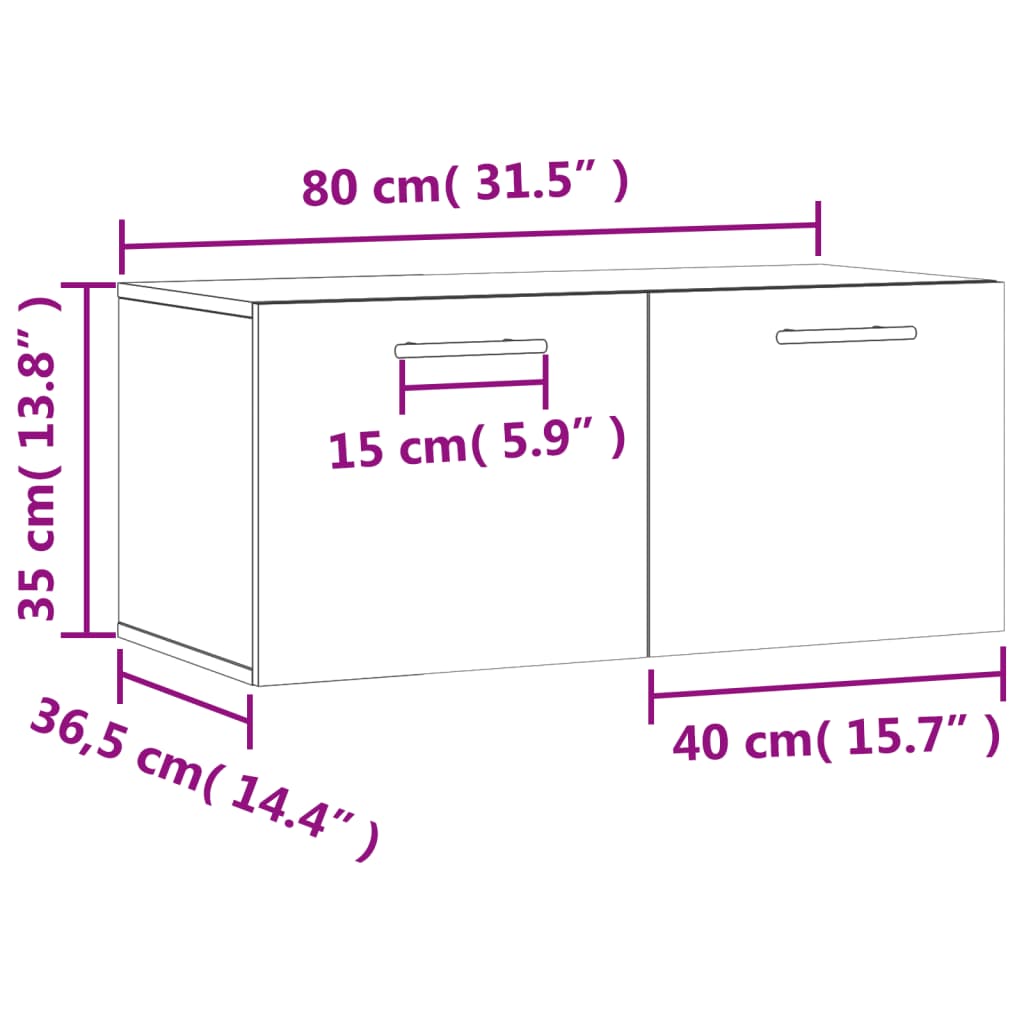 vidaXL Väggskåp rökfärgad ek 80x36,5x35 cm konstruerat trä