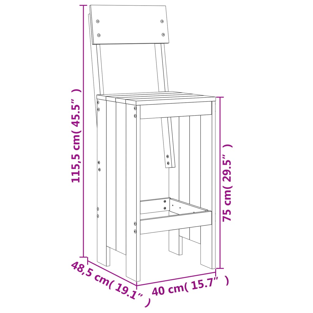 vidaXL Barpallar 2 st 40x48,5x115,5 cm massivt douglasträ