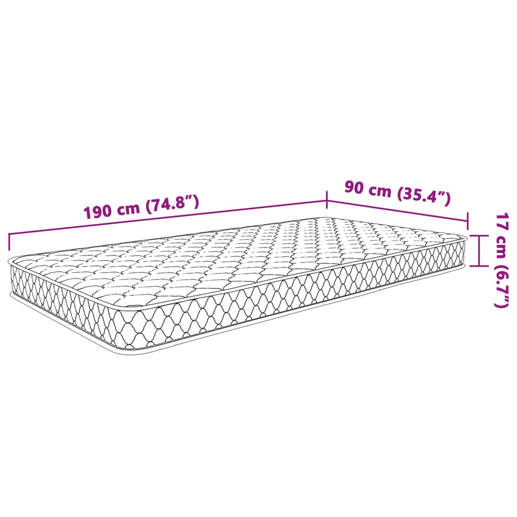 vidaXL Memoryskummadrass vit 90x190x17 cm