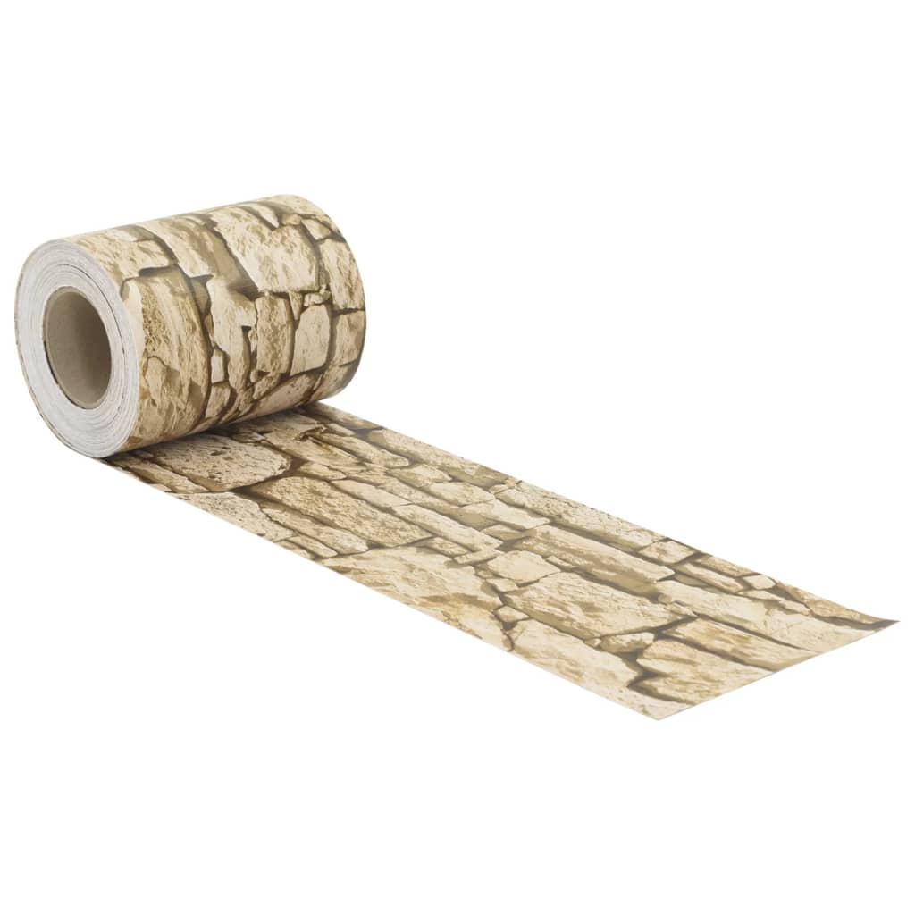 vidaXL Insynsskydd för trädgården stenmotiv beige 35x0,19 m PVC