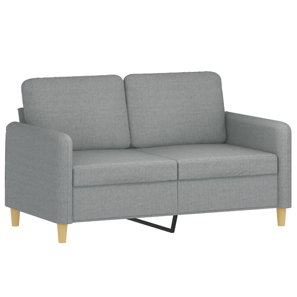 vidaXL 2-sits soffa med prydnadskuddar ljusgrå 120 cm tyg