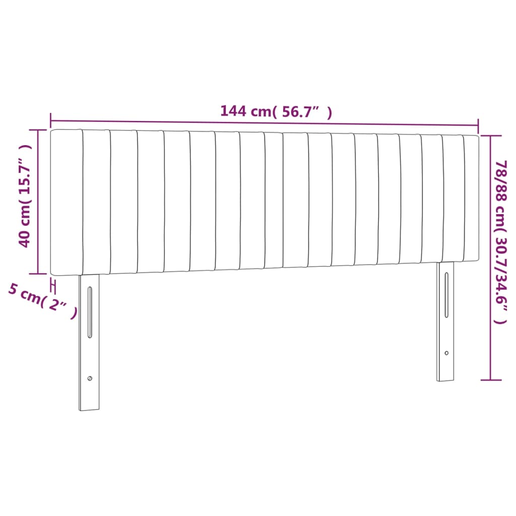 vidaXL Sänggavel LED taupe 144x5x78/88 cm tyg