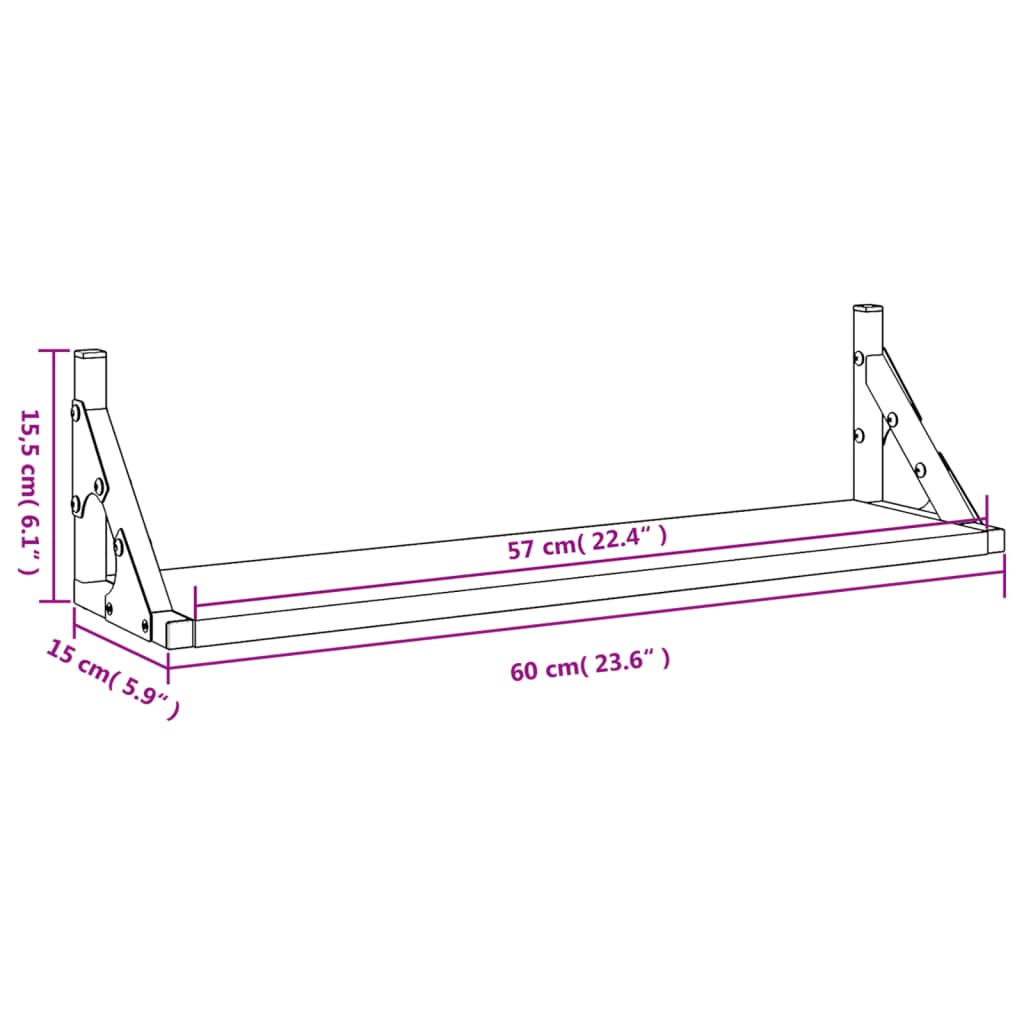 vidaXL Vägghyllor 2 st svart 60x15x15,5 cm