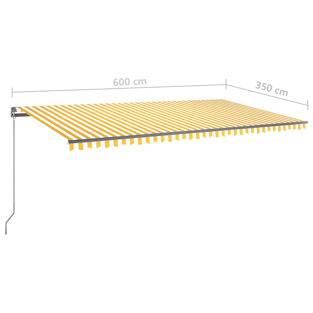 vidaXL Automatisk markis med vindsensor & LED 600x350 cm gul/vit