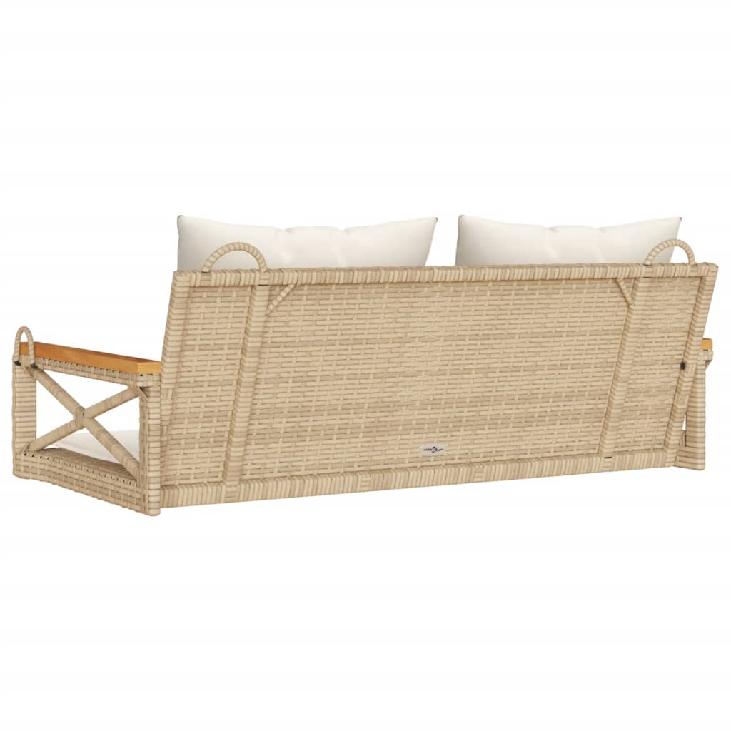 vidaXL Gungbänk med dynor beige 109x62x40 cm konstrotting