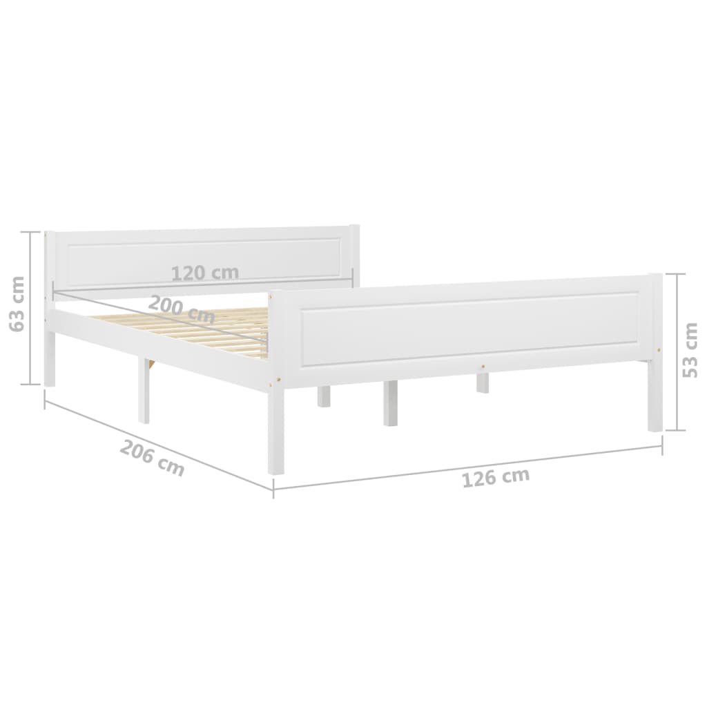 vidaXL Sängram massiv furu vit 120x200 cm