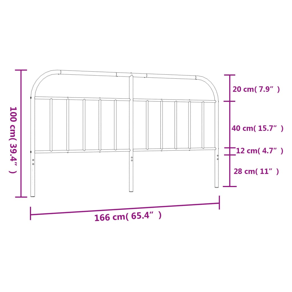 vidaXL Huvudgavel metall vit 160 cm