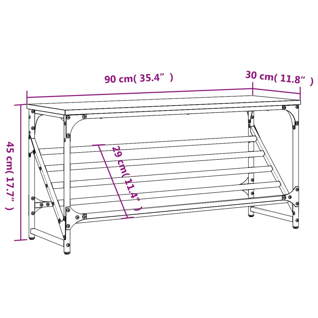 vidaXL Skohylla sonoma-ek 90x30x45 cm konstruerat trä