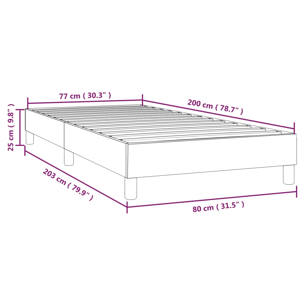 vidaXL Sängram mörkbrun 80x200 cm tyg