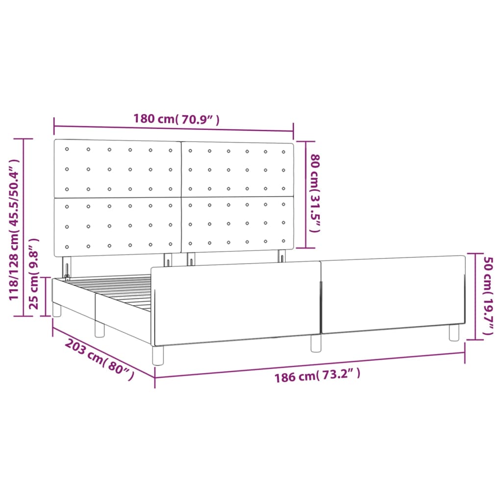 vidaXL Sängram med huvudgavel vit 180x200 cm konstläder