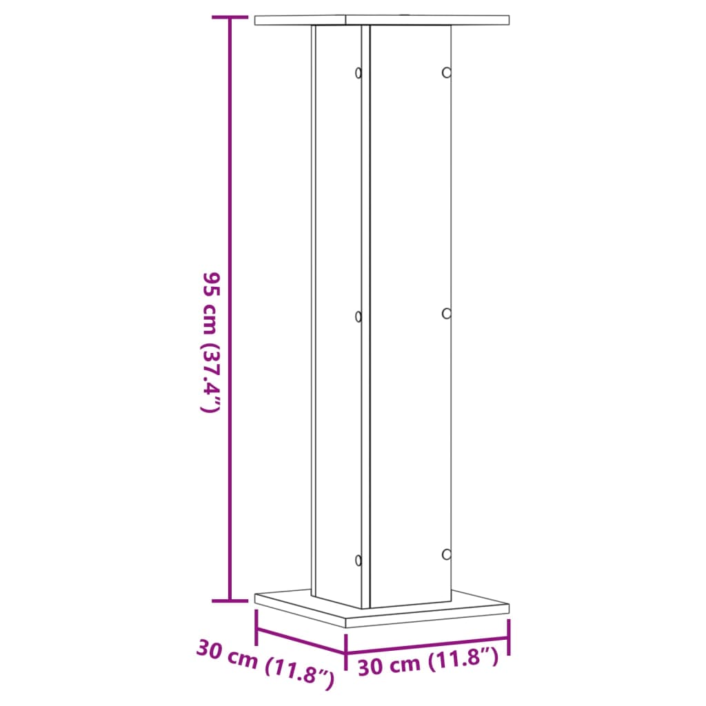 vidaXL Högtalarställ 2 st rökfärgad ek 30x30x95 cm konstruerat trä