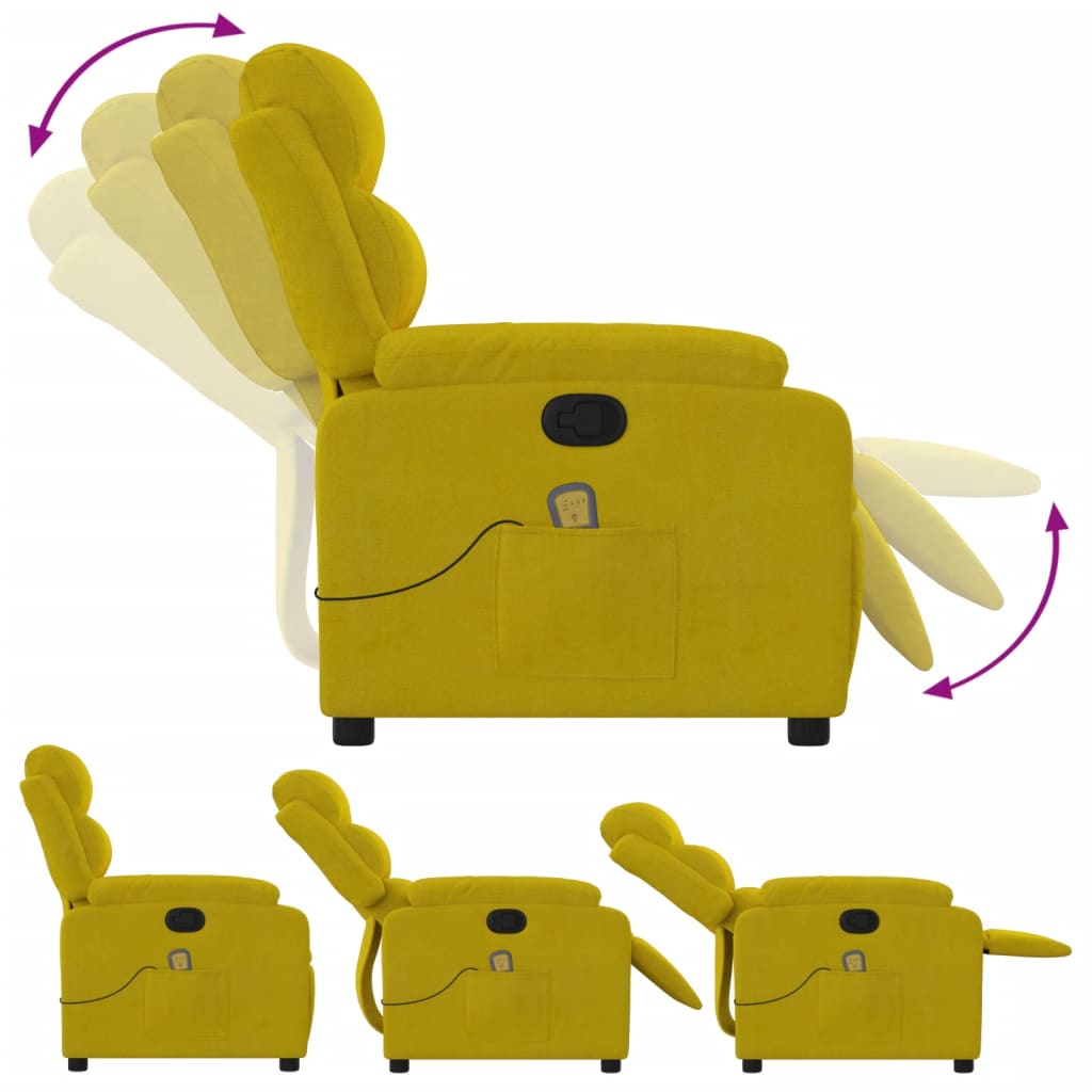 vidaXL Massagefåtölj gul sammet