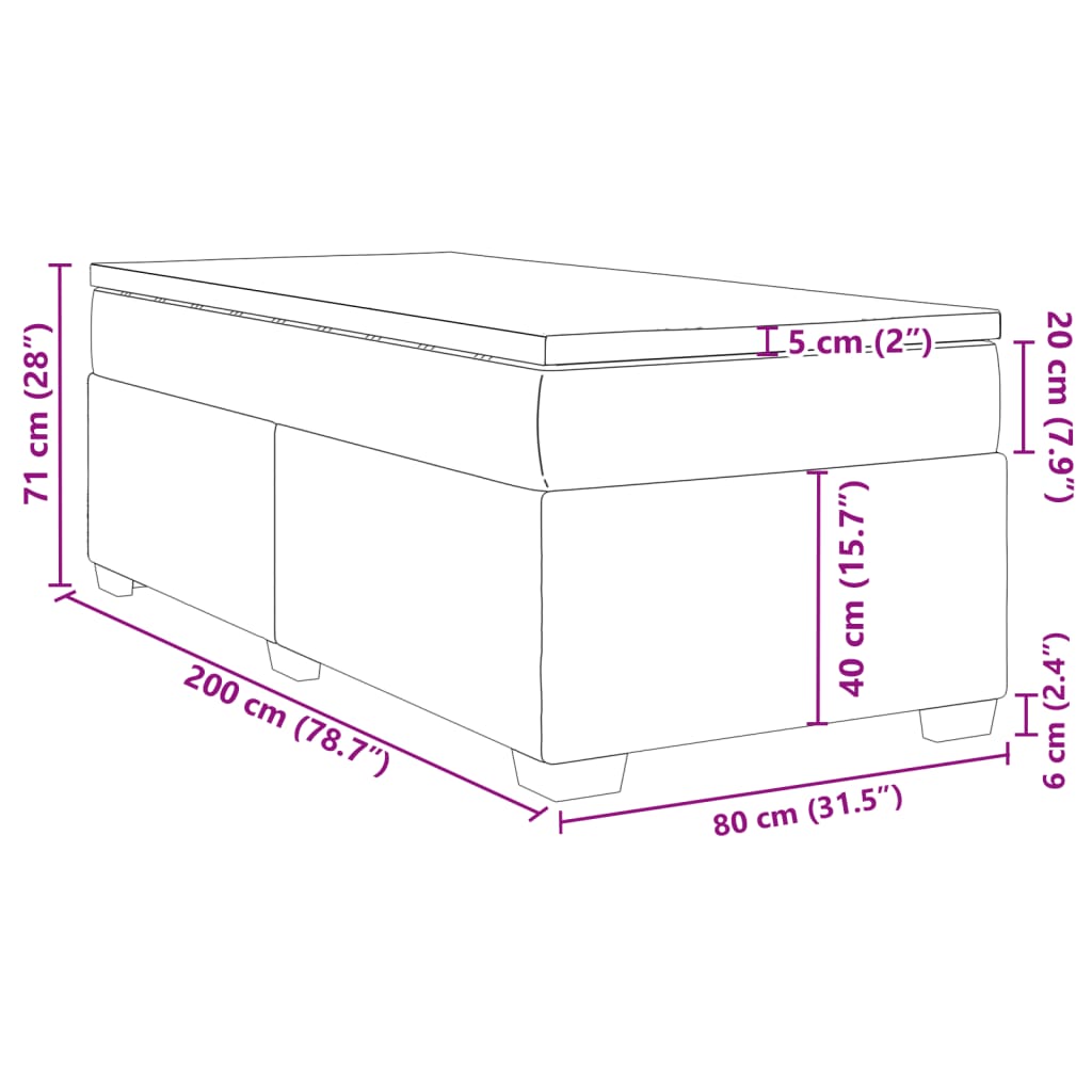 vidaXL Ramsäng med madrass svart 80x200 cm sammet