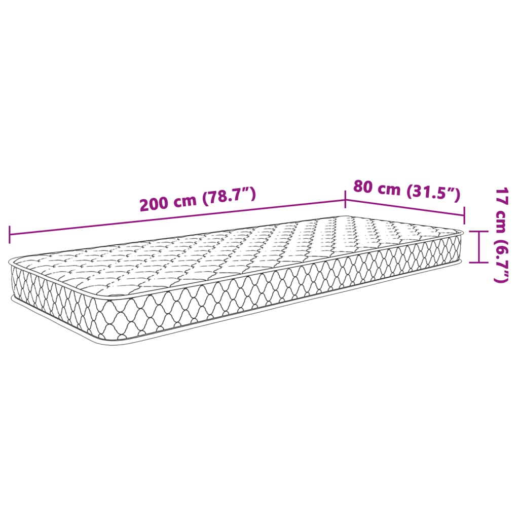 vidaXL Memoryskummadrass vit 80x200x17 cm